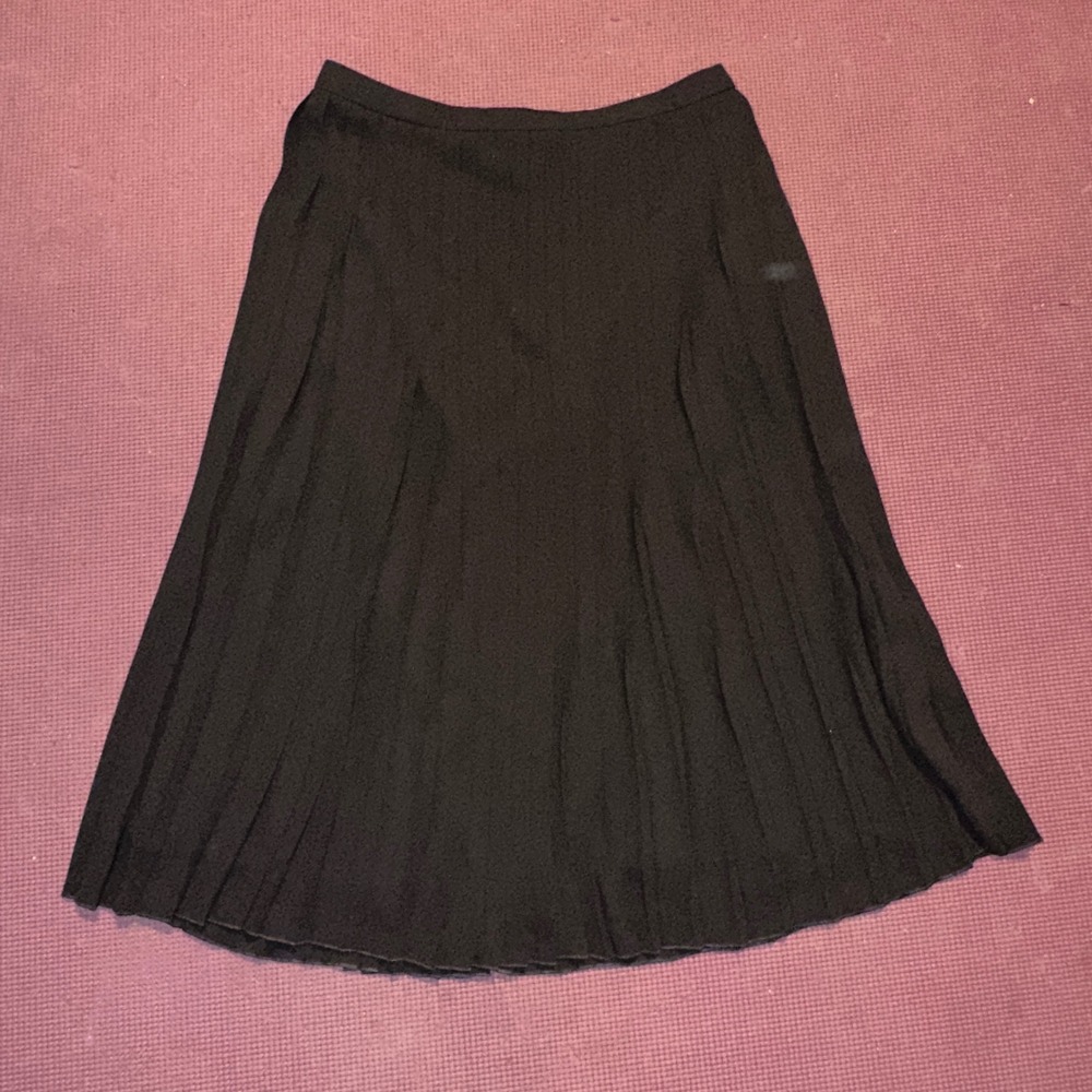 J.Crew Black Pleated Midi Skirt Size 8 Accordion Crepe A-Line